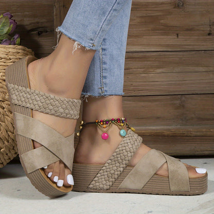 Michalash | Gevlochten Detail Criss Cross Slippers