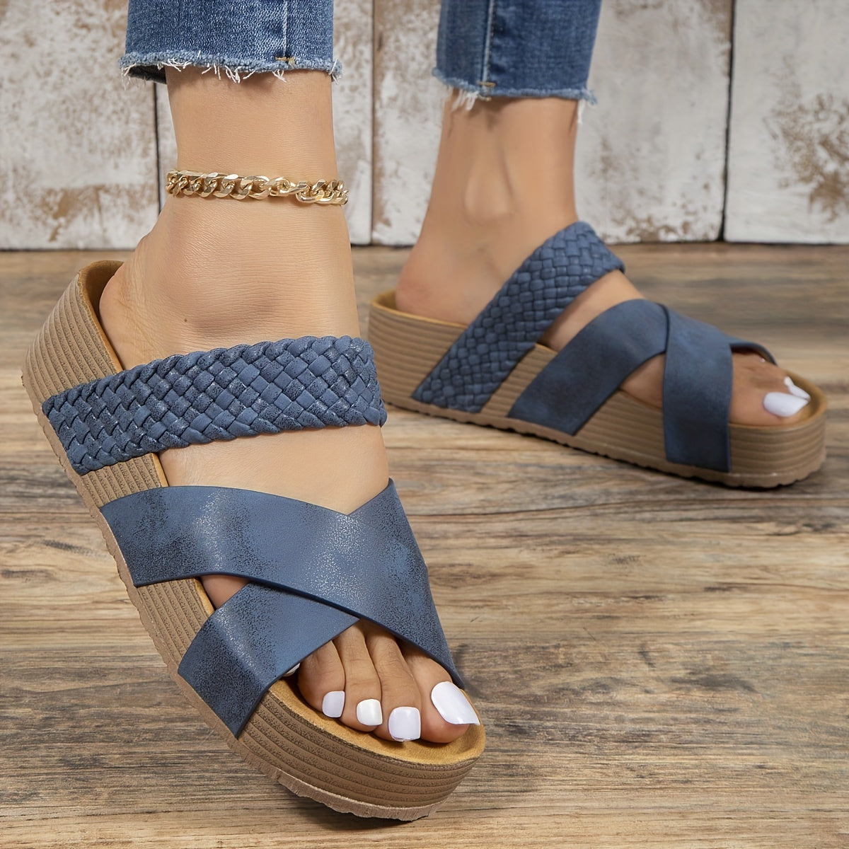 Michalash | Gevlochten Detail Criss Cross Slippers
